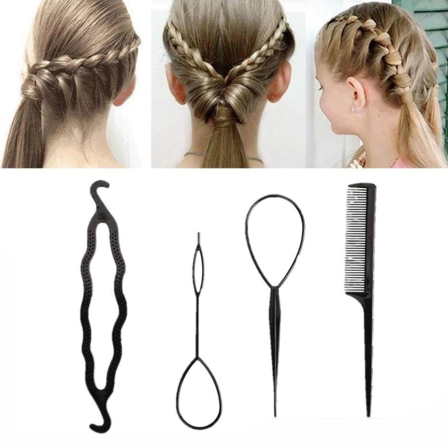 YBL-Set Sisir Styling Rambut 4 in 1 Alat Styling Sanggul Konde Kepang ...