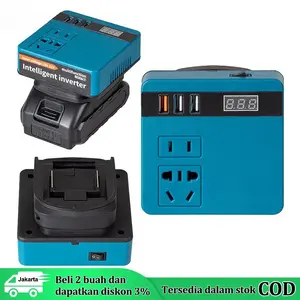Tool Inverter 21v ke 220V 100W - 3 USB Baterai Soket Konverter Daya Multifungsi Pengisi daya Cepat DIY Inverter