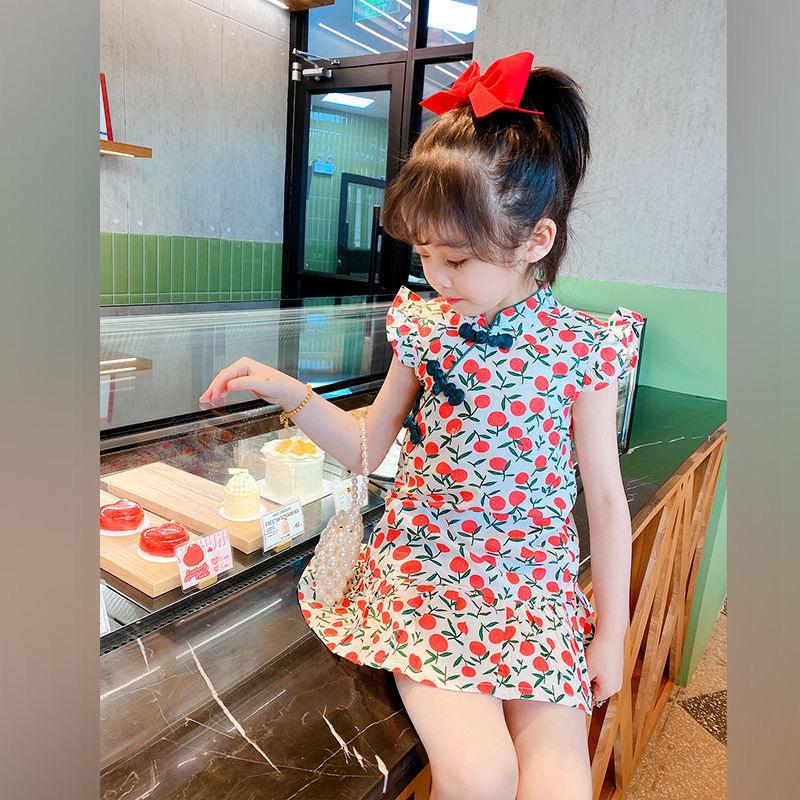 Product Introduction of Girls' Chinese Style Retro Hanfu Summer Children's Fashionable Cheongsam Dress Baby Skirt Cross-border One-piece Dropshipping 1