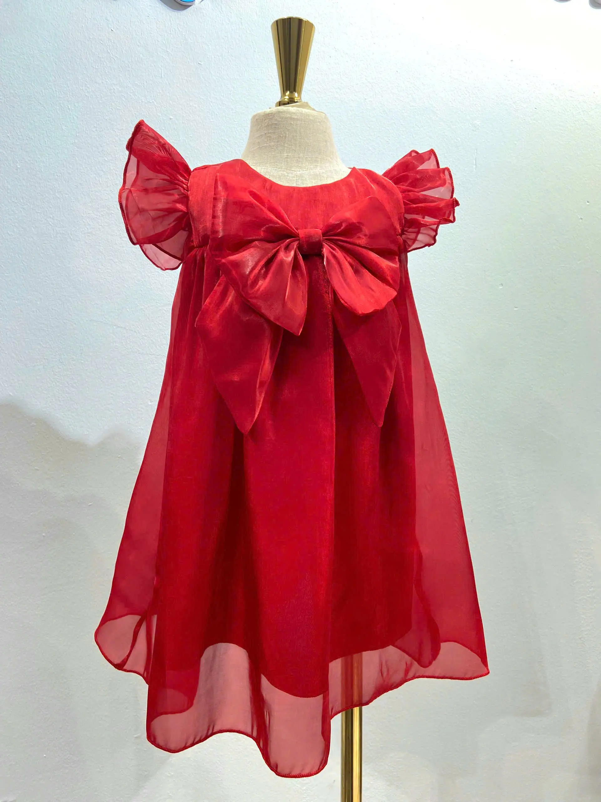 Minna Fashion-Đầm Tơ óng,  Nơ Điệu Đà diện Lễ Tết cho bé gái 5-33kg Len