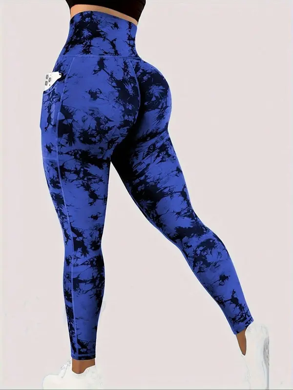 Women's Tie Dye Print High Waist Sports Leggings, Casual Comfy Breathable Seamless Skinny Pants for Yoga Gym Workout Running, Ladies Sportswear for All Seasons 6