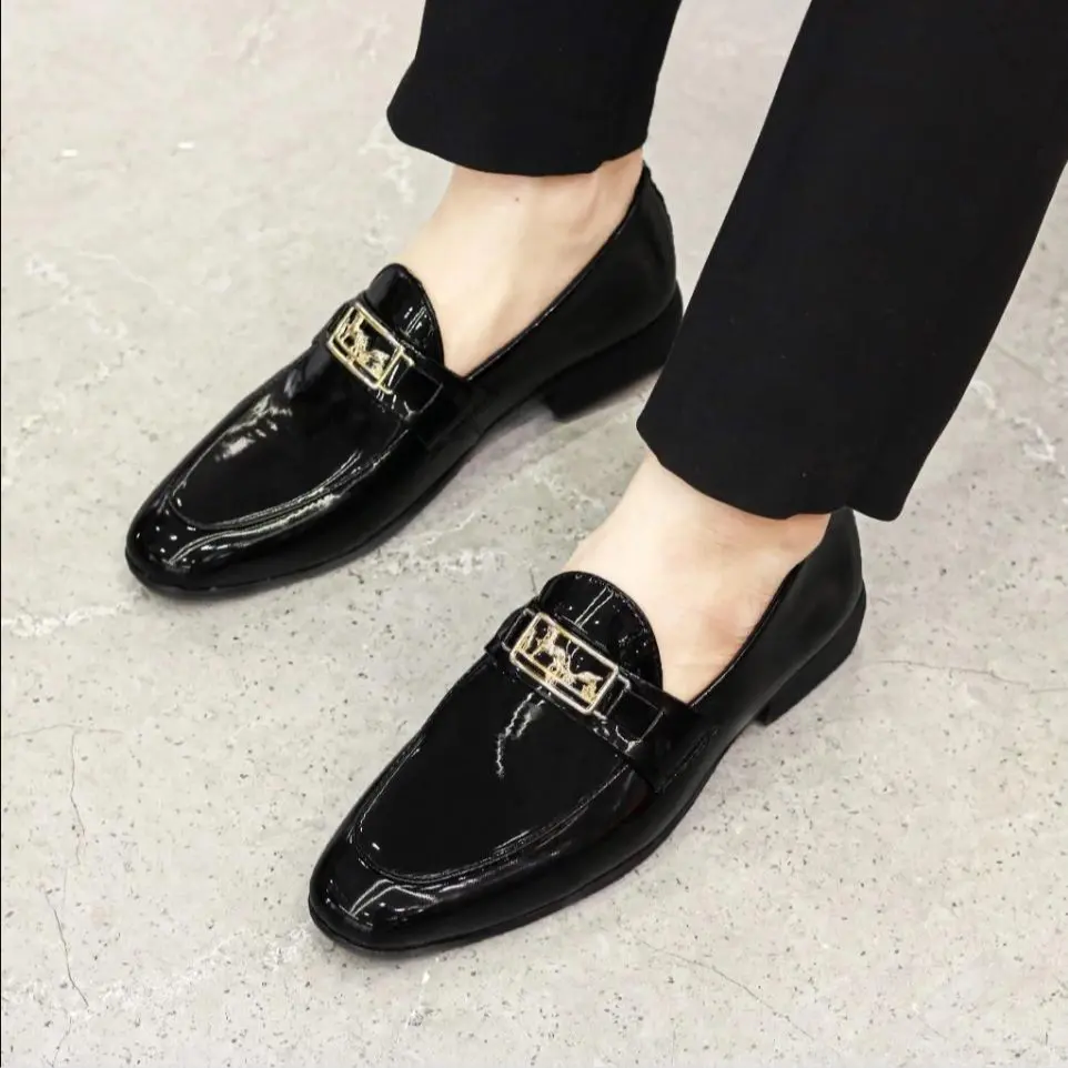 Giày Lười Da Nam Cao Cấp HOT TREND 2024 Chất liệu Da Bóng H.M, Phong cánh Hàn Quốc Shoes Đế Bằng Loafer  Cao Su