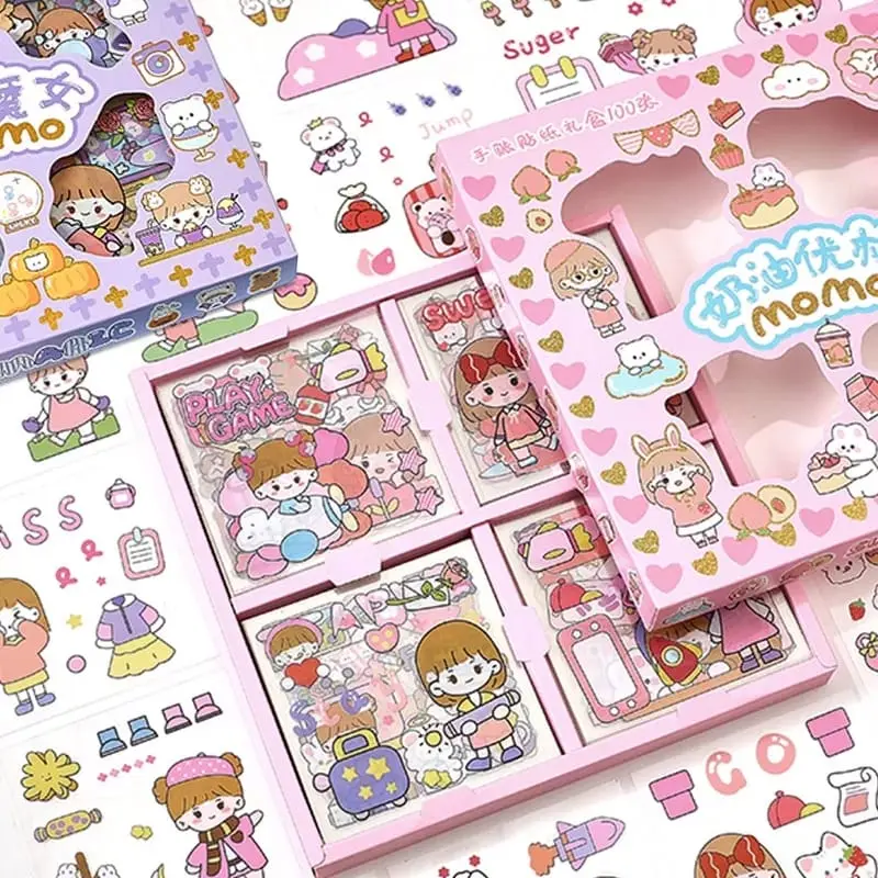 Stiker 2D 100 Lembar Sticker Momo Original Kartun Korea Lucu Anti Air Paper 1