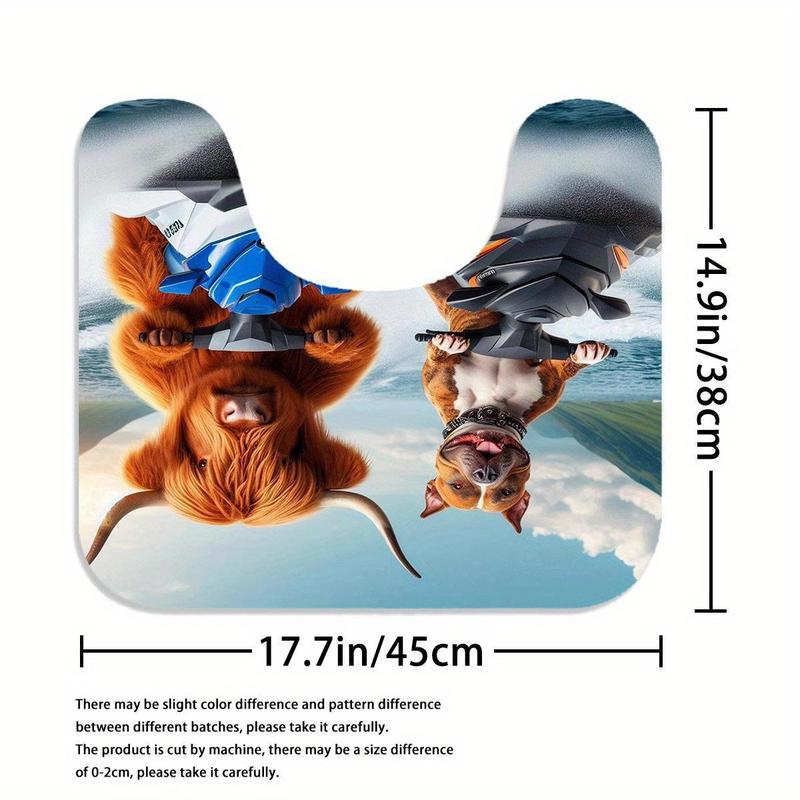 Western Cow Pattern Bathroom Decorations, 4 Counts/set Including Shower Curtain & Toilet U-shape Mat & Bathroom Mat & Toilet Lid Cover, Bathroom Accessories 8