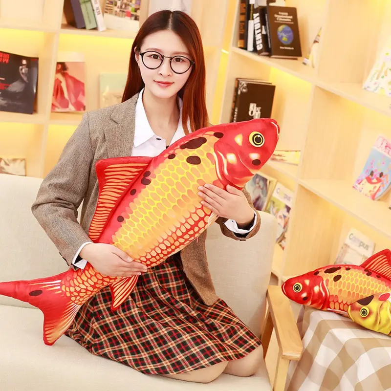 Gấu bông gối ôm cá chép KOI thú nhồi bông vải mềm mịn xinh xắn hàng cao cấp [Có bảo hành] Toy Thú Bông Đồ Chơi Phát Nhạc 1