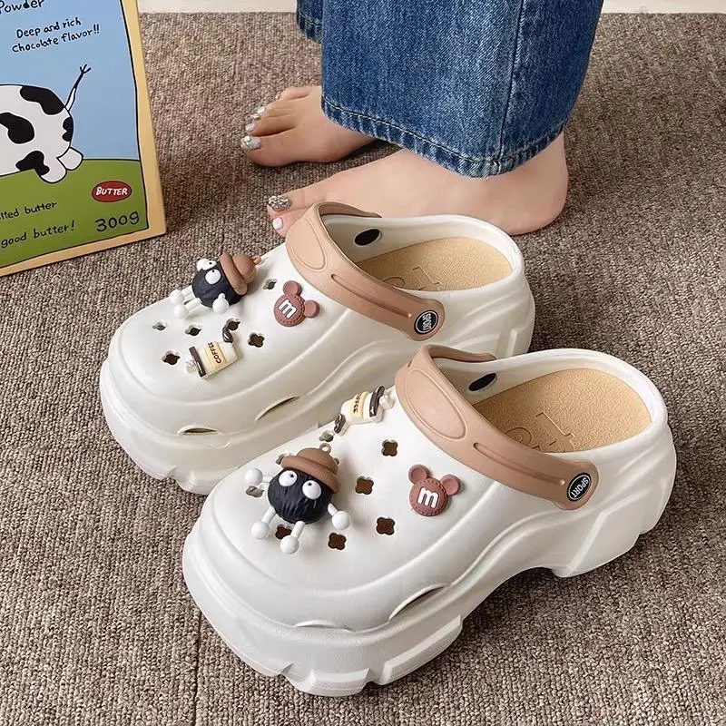 Sandal wanita terbaru gaya Korea EVA 5cm elegan sendal tebal 5cm jelly lembut untuk ke luar
