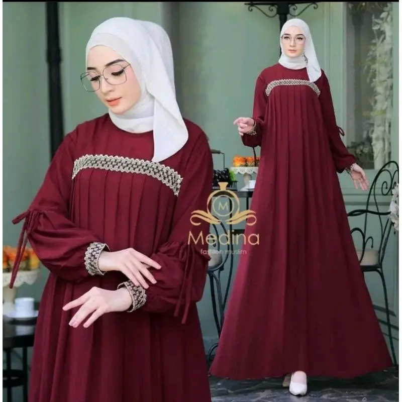 GAMIS MEDINA CRINGKEL AIRFLOW TERBARU TERLARIS MUSLIM Balon Hitam Renda Wanita