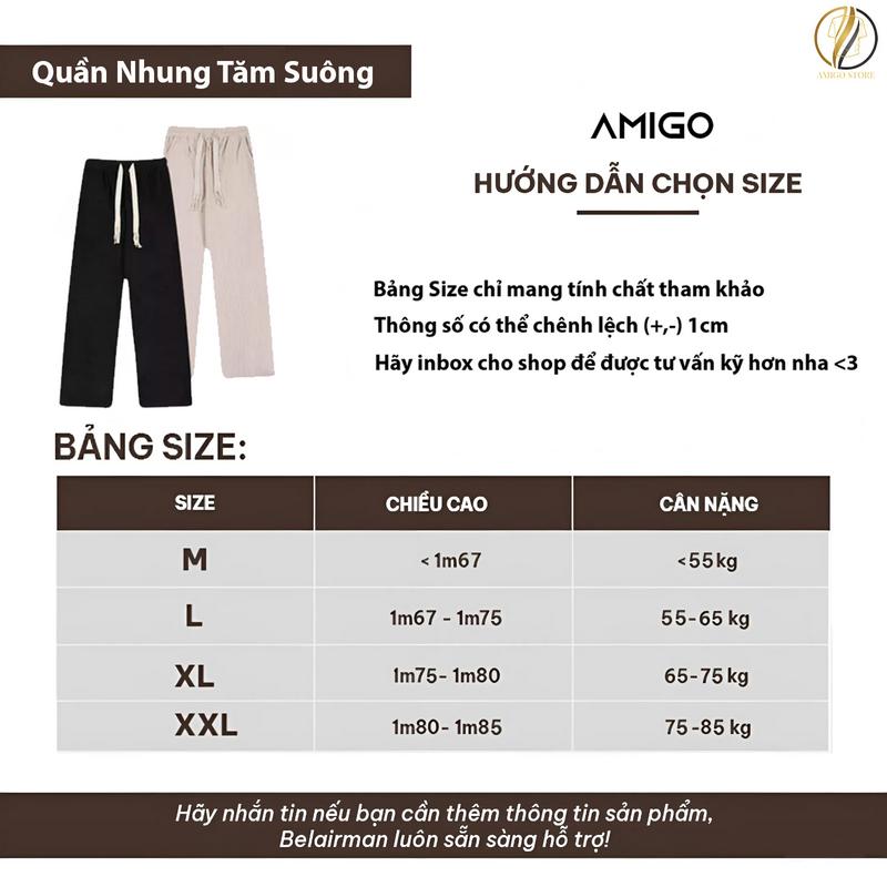 [ Deal Mở Bán ] Quần ống rộng suông dài nam nữ AMIGO chất vải nhung tăm dày dặn mẫu mới kiểu dáng UNISEX cao cấp Pants  Menswear 9