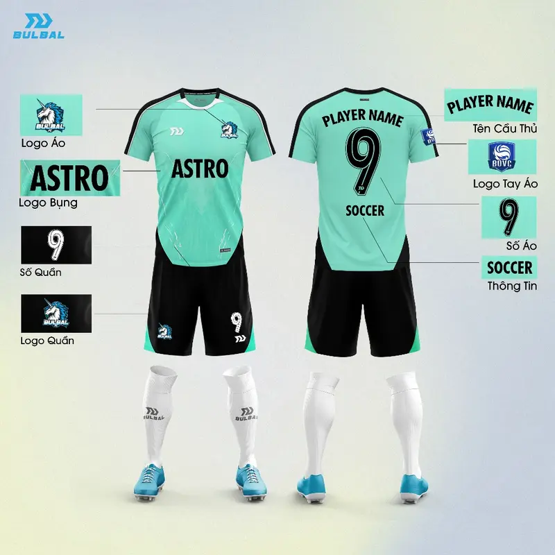 Bộ Quần Áo Bóng Đá Trẻ Em Bulbal Astro, Chất Vải Bul-Air 150 Cao Cấp, Mềm Mại, Co Giãn 4 Chiều Thoáng Mát, Thiết Kế Ấn T 5