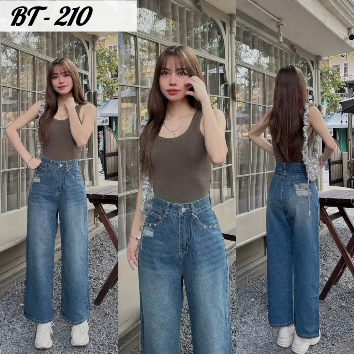 (Quần suông nấm 95cm ) Quần jean Nữ Lưng Cao (38-69 kg) chất jean QCCC Women