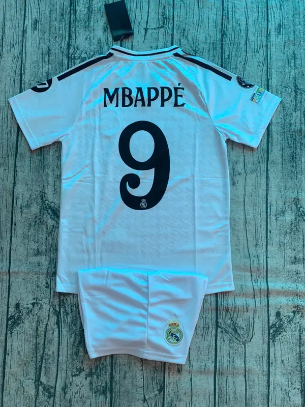 Áo Bóng Đá,Áo Đá Banh Trẻ Em CLB Real Madrid In Sẵn Tên Mbappe số 9 ( M3P) - Vải Mè Thái Cao Cấp 1