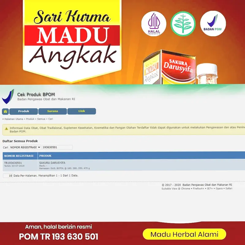 Darusyifa - Sari Kurma Madu Angkak Plus Propolis Jambu Biji  470gr Obat Tipes Bdb Dan Membantu Menaikan Trombosit Asli Original 2