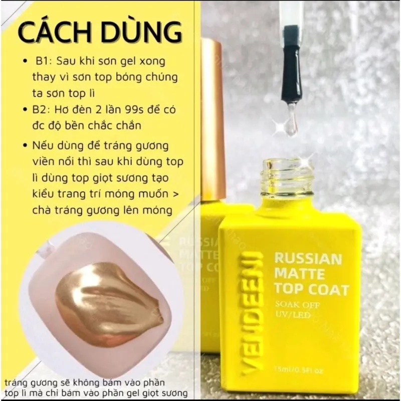 Top lì không lem Vendeeni chống lem - Gel liên kết làm nền chà tráng gương, vẽ móng, trang trí nail Sơn Gel top  lì 2