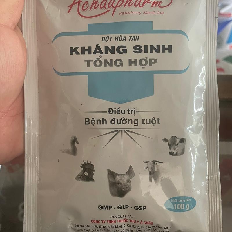 1 gói bột uống KHÁNG SINH TỔNG HỢP 100g trị bệnh đường ruột, tiêu chảy phân xanh trắng, úm gà con ,vịt con, úm gia cầm non. 0