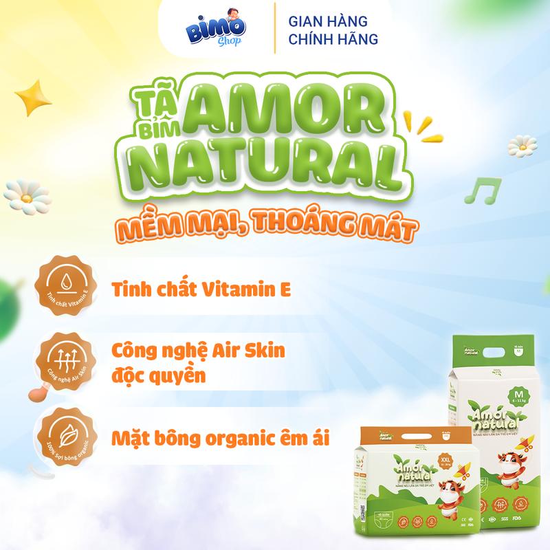 Product Introduction of (3A) [DEAL HOT - TẶNG XE ĐẨY GẤP GỌN] Combo 3 Bịch Tã/ Bỉm AMOR NATURAL VIỆT NAM Thoáng Khí Mỏng Nhẹ Cho Bé 1