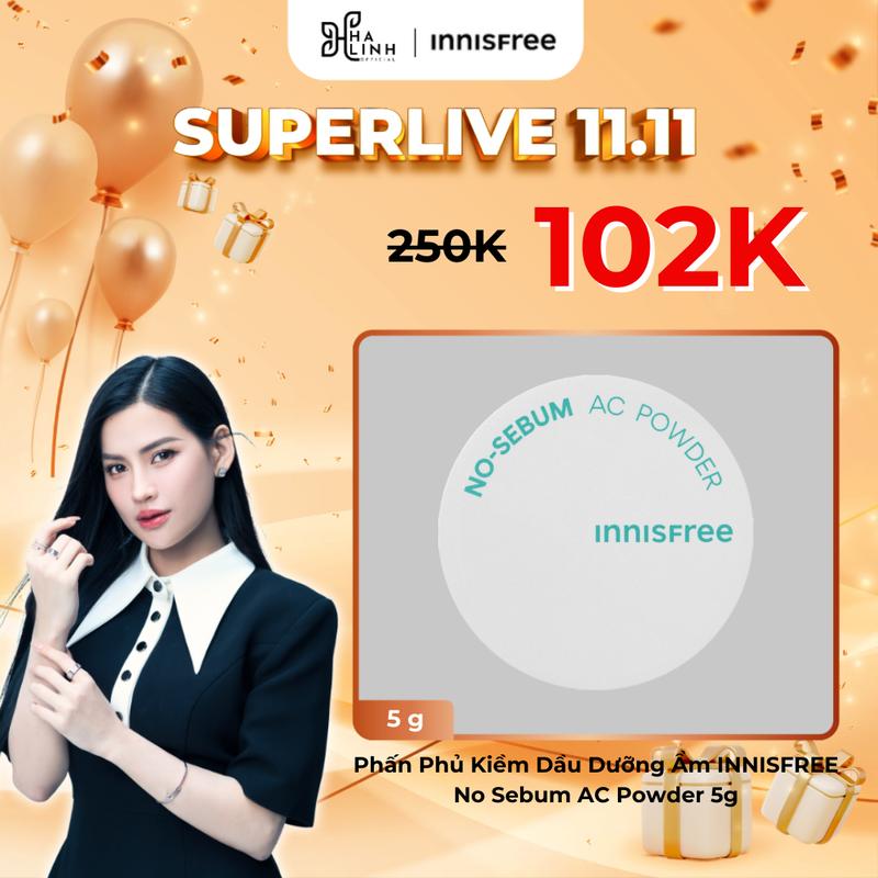 [VÕ HÀ LINH X INNISFREE] Phấn Phủ Kiềm Dầu Dưỡng Ẩm INNISFREE No Sebum AC Powder 5g Mỹ Phẩm Cosmetic