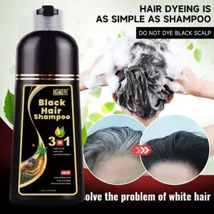 3IN1 Shampo Penghitam Rambut Uban Menjadi Hitam Permanen Sampo Penghilang Uban Shampoo Uban Menjadi Hitam Black Herbal Natural Polygonum Multiflorum Hair Blackening / Vitamin Rambut - 500 ml