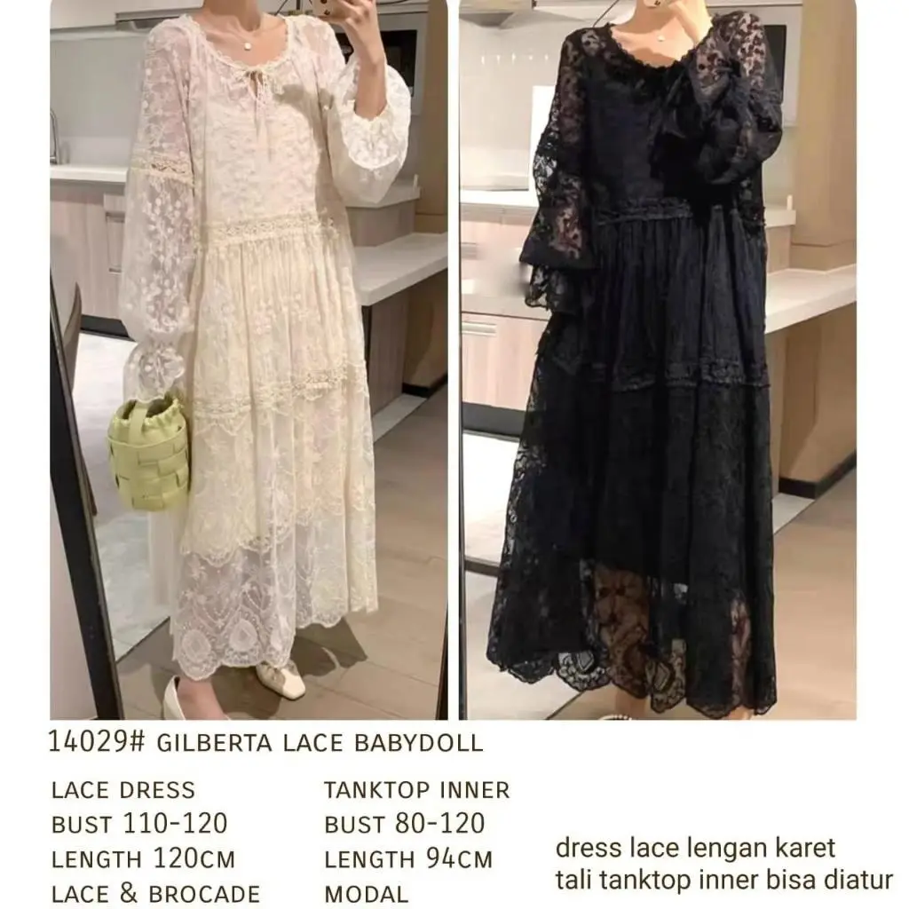 TM GAUN 14029 3M THREE M GILBERTA LACE BABYDOLL DRESS PREMIUM FASHION WANITA ANGGUN MODIS