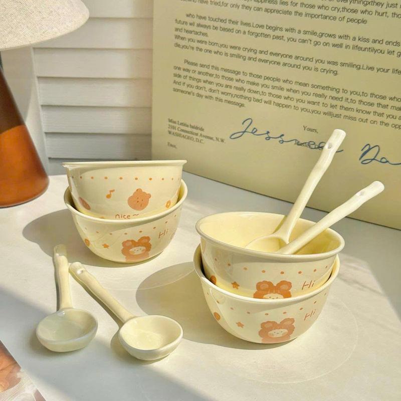 Bộ 2 bát sứ kèm 2 thìa đáng yêu/ set 2 chén tặng kèm 2 thìa mẫu mã đa dạng 6
