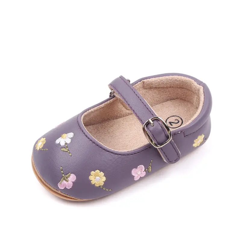 Giày Giày Bệt Mary Jane, Cho Em Bé Gái, Làm Bằng Da PU, Thích Hợp Cho Váy Trẻ Sơ Sinh Giày Công Chúa Thêu Hoa Sandal Cho Bé Dép Sandal Kem 4