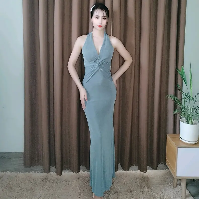 Đ-004 Đầm Body Yếm Đuôi Cá Xoắn Eo Thanh Xuân Store Nữ Dress Màu Đỏ 6