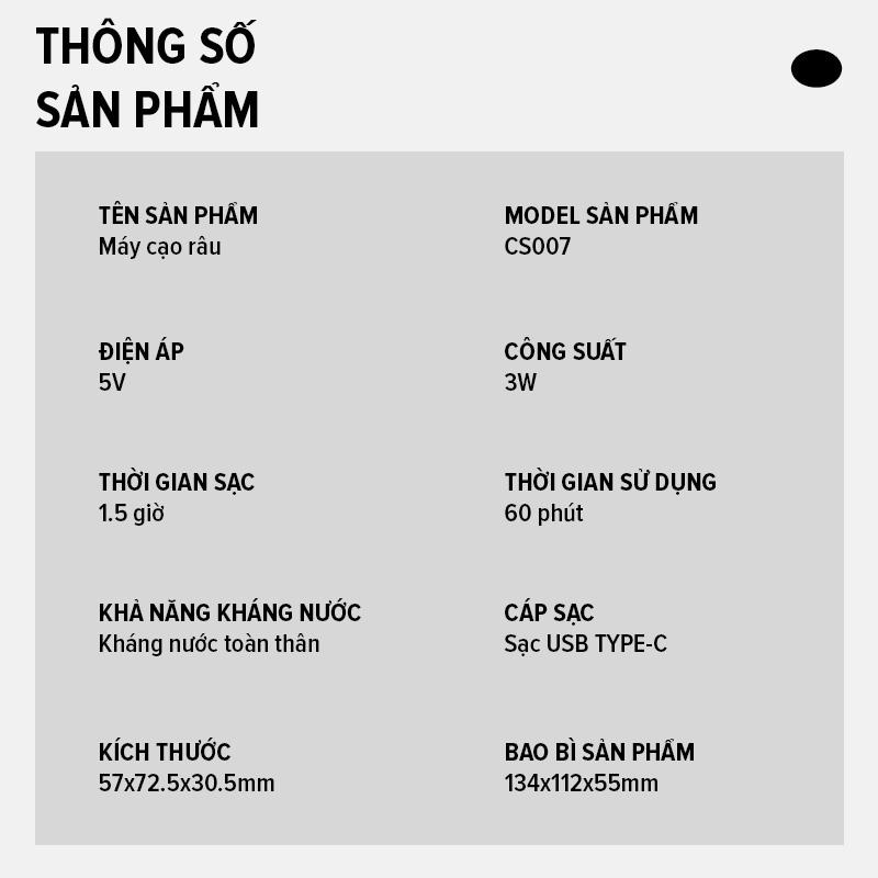 Product Introduction of Máy cạo râu mini coclear CS007 toàn thân có thể rửa nước, sạc nhanhType-C 1.5 giờ, khóa du lịch thông minh. Bảo hành một năm 32