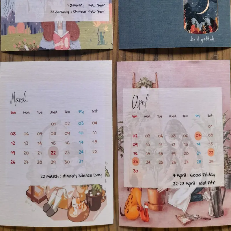 mini kalender Little girl dengan easel 3