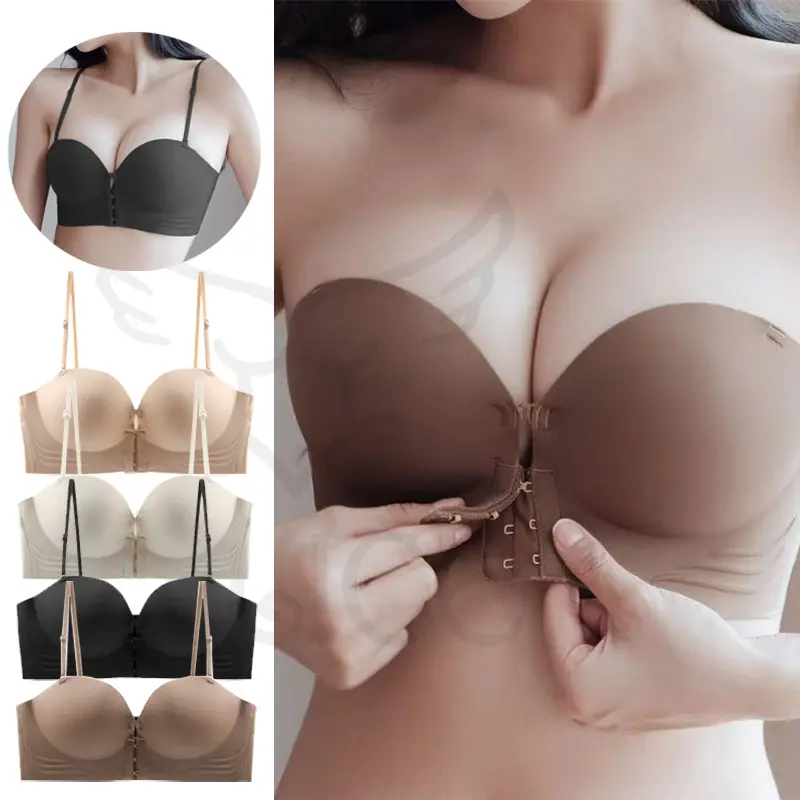 Alice Seamless Bra Front buckle strapless Plus size Bra Thick cup Fashion PushUp Underwear for Women