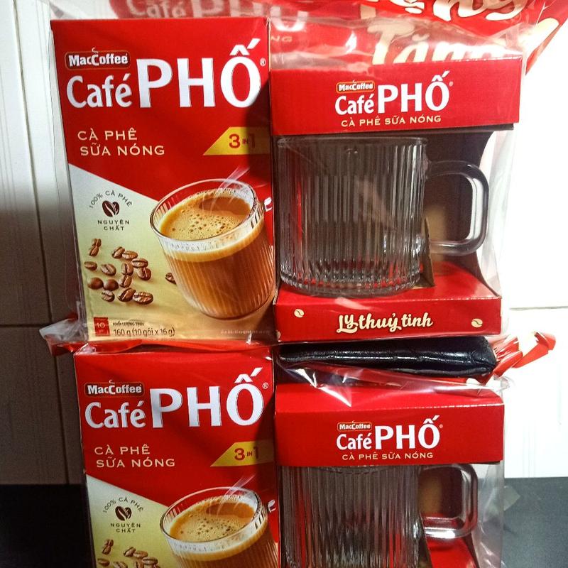 Combo 3 hộp cafe Phố- Cafe Sữa Nóng Tặng 3 Ly Thủy Tinh rộng ( đựng vừa hộp sữa ngôi sao phương nam  giấy 380g) 1