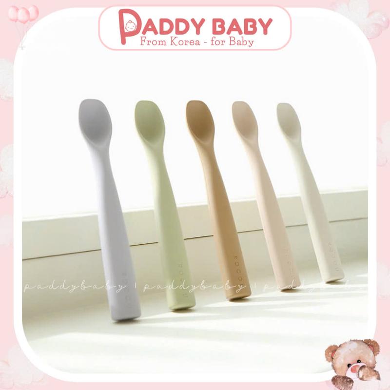 Thìa ăn dặm silicone cao cấp ROCOU hỗ trợ đút cháo đồ ăn dặm cho bé chưa kèm hộp đựng