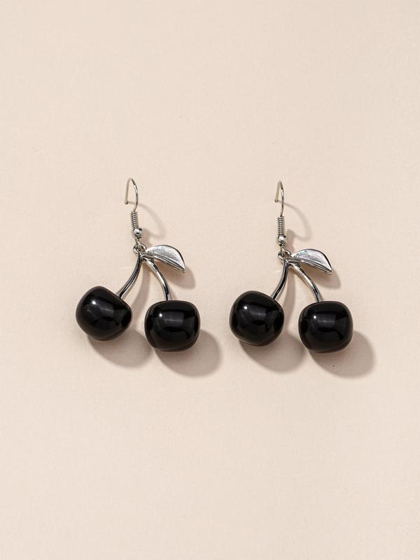 1 Pair Cherry Design Drop Earrings, Fashionable Vintage Earrings Jewelry for Women, Daily Use 2