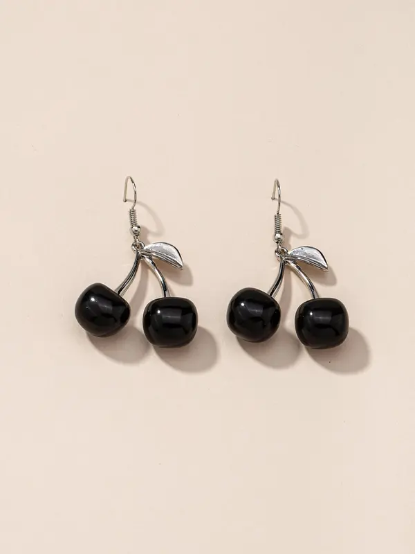 1 Pair Cherry Design Drop Earrings, Fashionable Vintage Earrings Jewelry for Women, Daily Use 2
