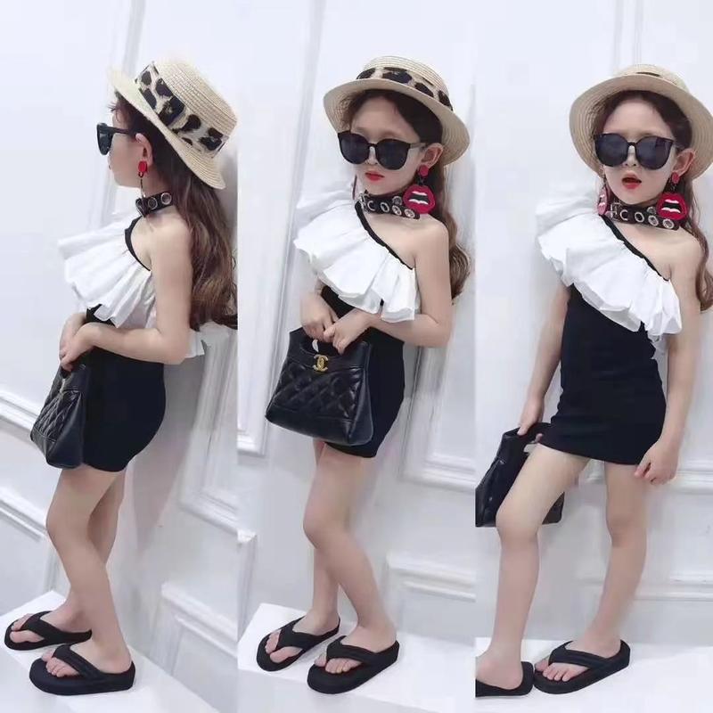 Váy Ôm Sát Cho Bé Gái, Cỡ Trẻ Em, Kiểu Trễ Vai Có Dây Đeo Co Giãn, Thiết Kế Xếp Ly Bodycon, Hợp Xu hướng Trình Diễn Thời Trang, Hàng Mới Về Mùa Hè 2025 1