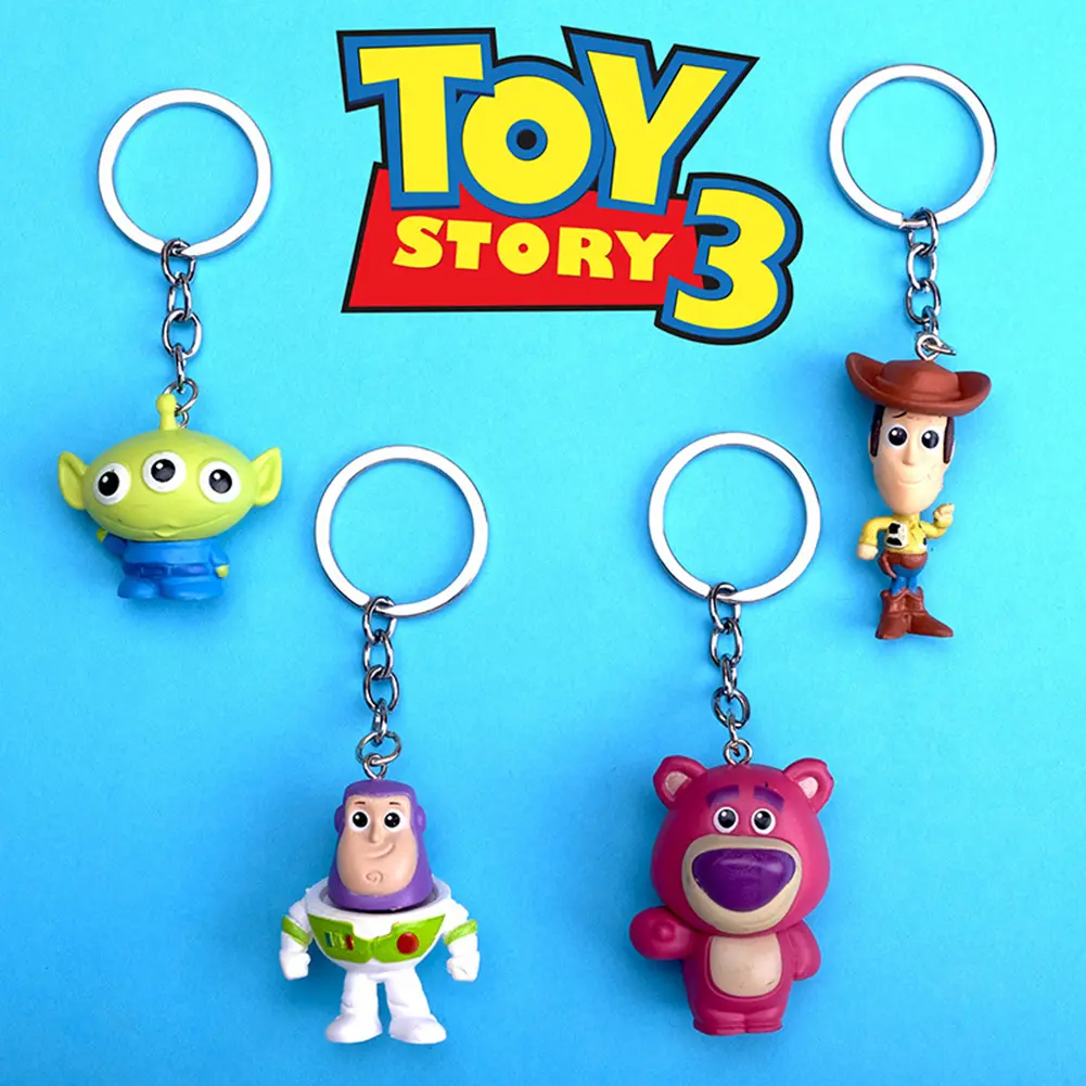 ikmjhye Cartoon Cute Buzz Lightyear Figures Woody Lotso Keychain Key Ring Pendant Gift