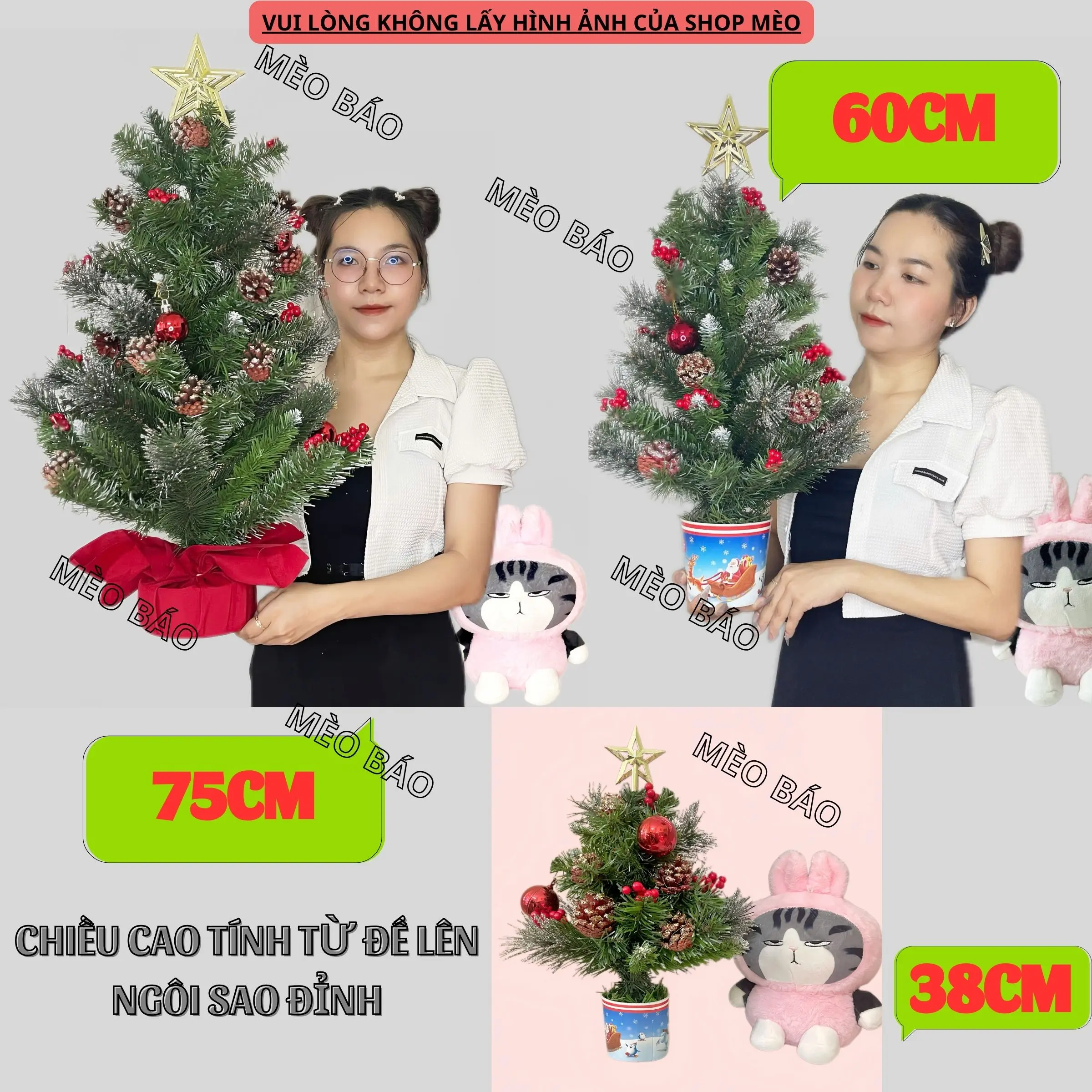 Cây thông noel đê bàn mini 38CM, 60CM,75cm 3 loại lá trang trí giáng sinh, bàn làm việc, decol nhà cửa ( nhận hàng về bẻ tán lá nhé )
