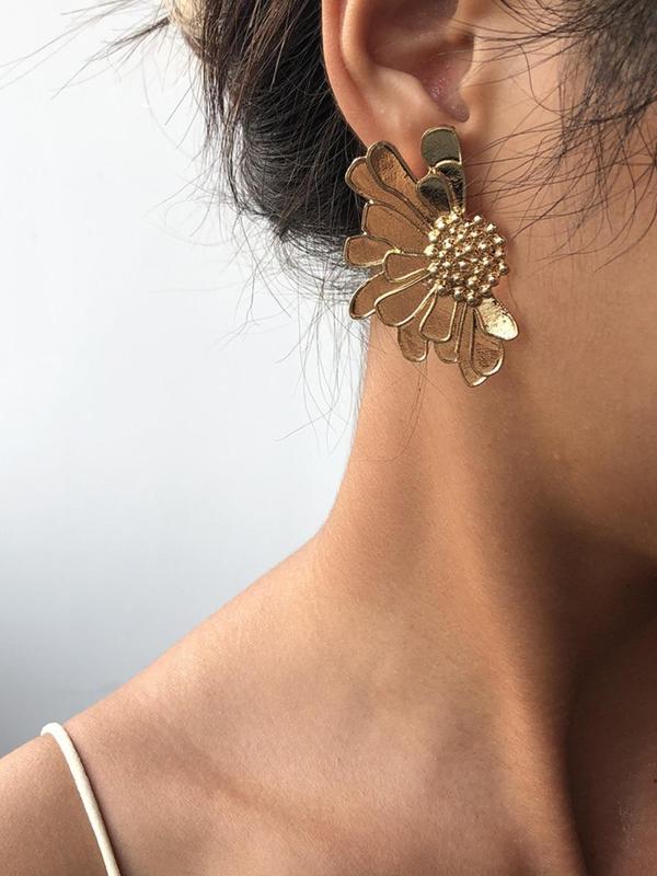 Vintage Flower Design Dangle Earrings, Fashionable Jewelry for Women, Trendy All-match & Exquisite Jewelry for Birthday Gift 8