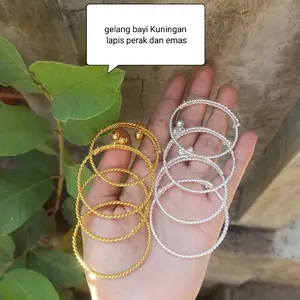 set gelang bayi ilut 3 bulanan Kuningan sepuhan emas dan perak