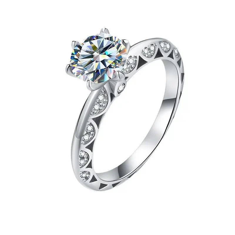 Nhẫn cầu hôn Moissanite, Bạc Sterling 925, Thiết Kế # 114