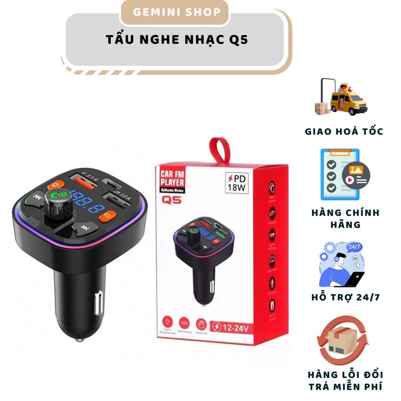 Tẩu Bluetooth Tẩu nghe nhạc dành cho ô tô Xe tải Xe đầu kéo. Phiên bản Q5 hỗ trợ USB - Bluetooth