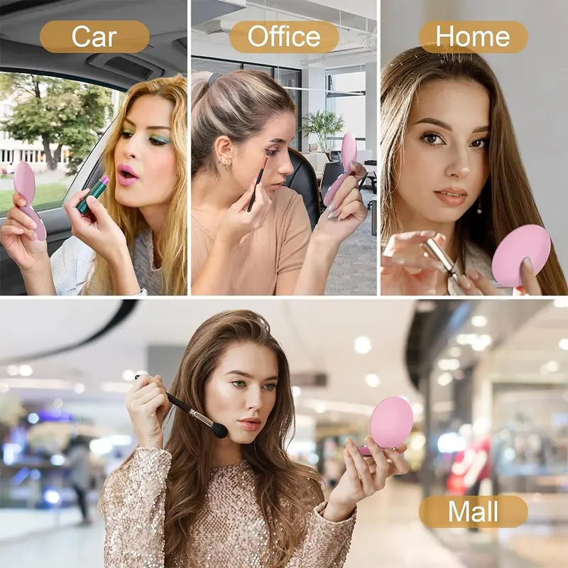 Round LED Makeup Mirror, Portable Foldable Cosmetic Mirror, USB Rechargeable Touch Adjustable Mirror for Travel Home Car 6