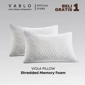Vablo Viola Bantal Memory Foam Putih - BUY 1 GET 1 - Micro Memory Foam - NyenyakDenganVablo - Sarung Wool kniting