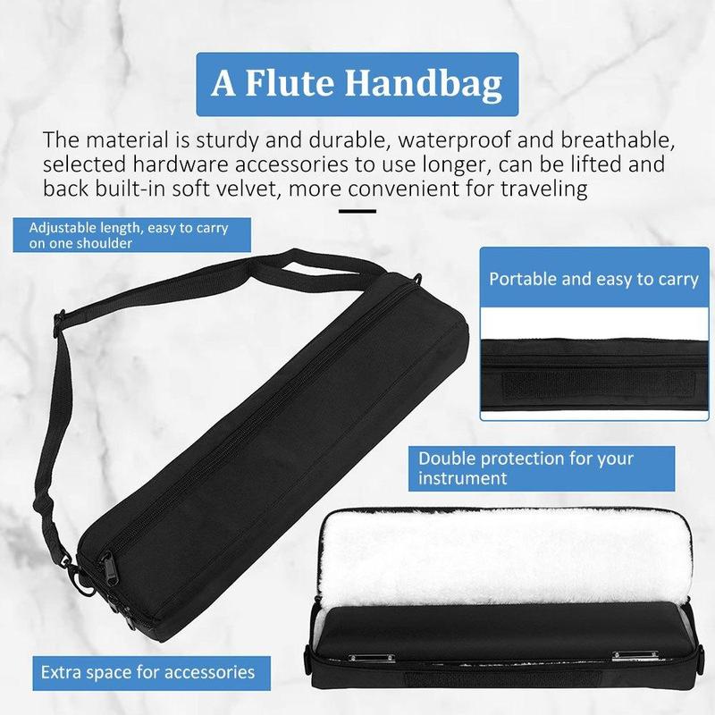 Product Introduction of Portable 16 Holes Flute Faux Leather Box, Drop Protection Flute Organizer, Musical Instrument Bag with Adjustable Strap 3