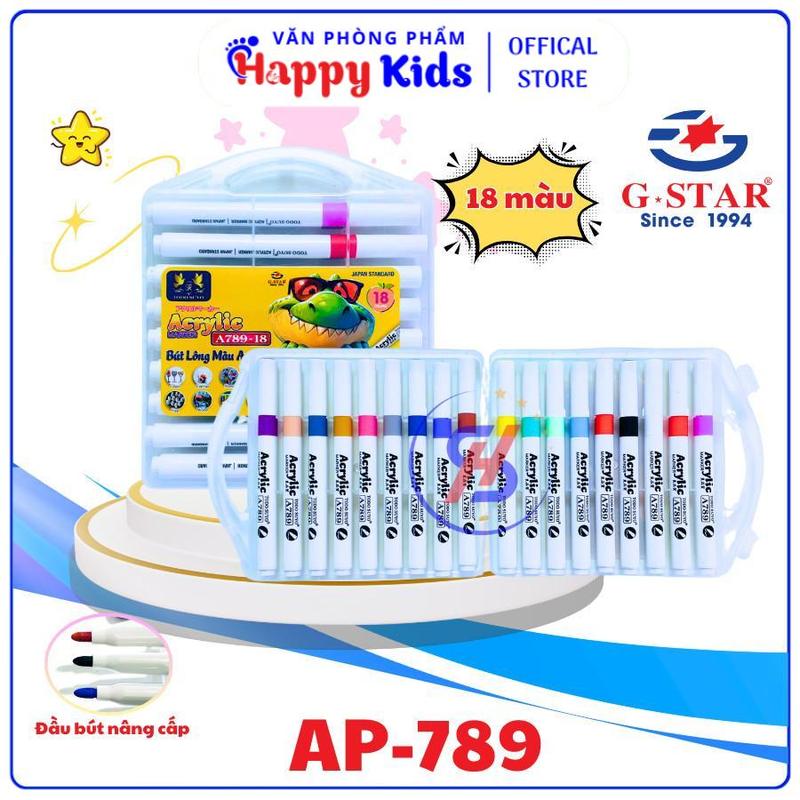 Hộp 18 Bút Lông Màu Acrylic Todo Suyo AP-789 Màu Tươi Sáng Ống Mực Lớn - Viết Vẽ Lên Mọi Bề Mặt - VPP Happy Kids 