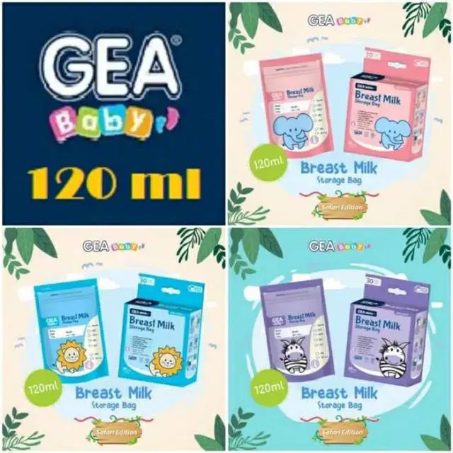 Kantong kotak asi asip susu gea 120ml edisi safari / gea baby breast milk