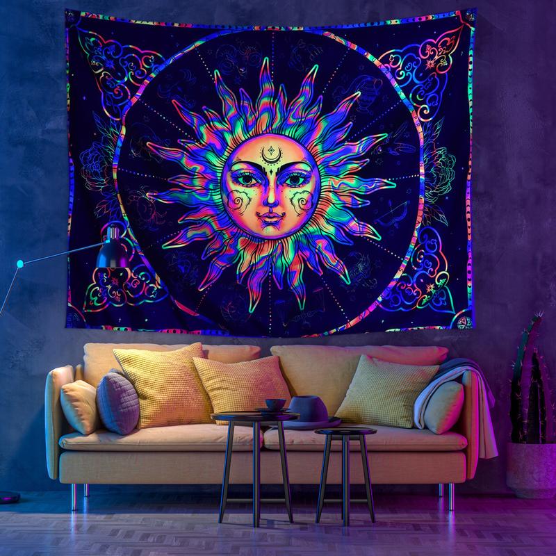 Product Introduction of UV Reactive Blacklight Tapestry - Glow-in-the-Dark Skeleton & Psychedelic Space Design, Cool Neon Wall Hanging for Bedroom Decor and Party Backdrop, Perfect for Room Decor 0