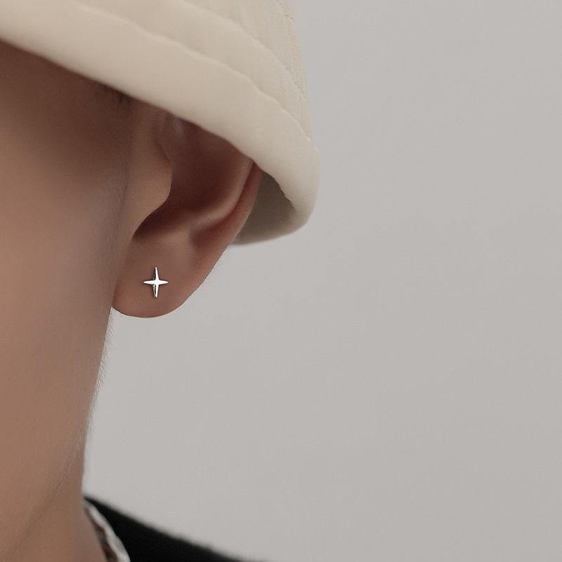 Product Introduction of Men's S925 Silver Needle Cross Simple Versatile Earrings for Women High-end Ear Piercing Anti-allergy Trendy Jewelry 3