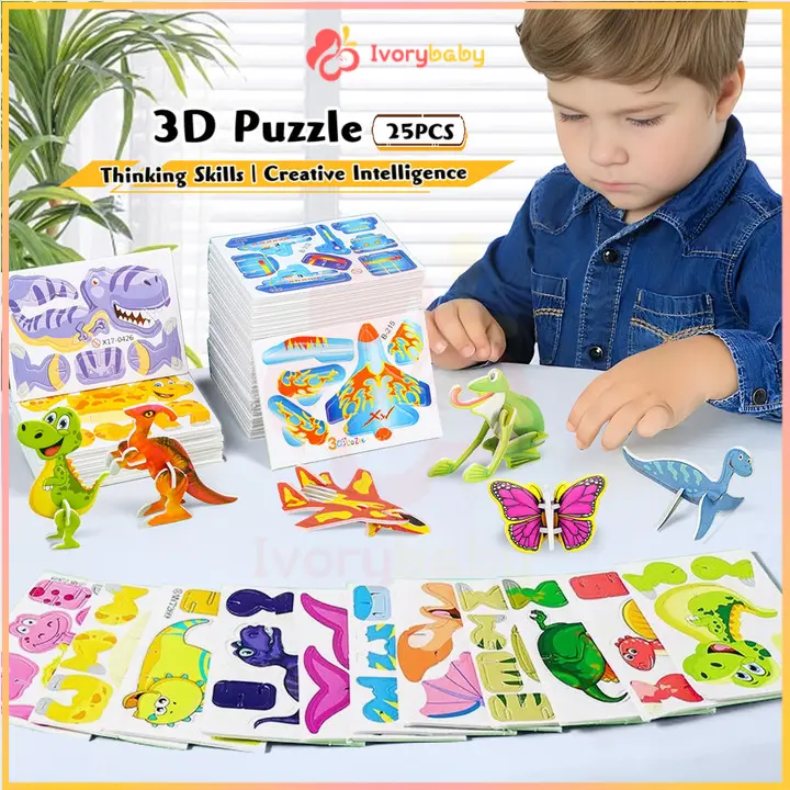 IVORYBABY Engaging 3D Animal Puzzle Kids Educational Toys Featuring DIY ...