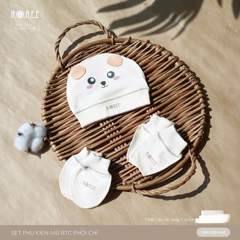 Hrnee Set phụ kiện cho bé sơ sinh gồm mũ bao tay chân mềm mát, hoạ tiết xinh, bst mới có cả chất mát thoáng cho mùa hè và chất dày ấm chk thu đông 5