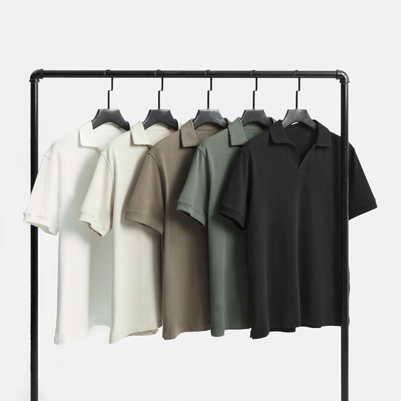 Áo Polo Nam cổ V cách điệu dáng regular, áo thun nam có cổ vải cá sấu cao cấp