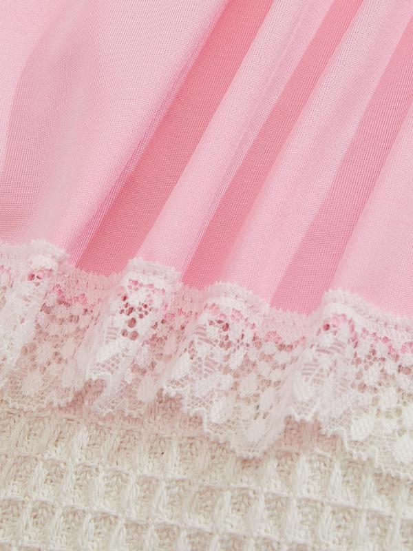 Women's Floral Embroidery Contrast Lace Bow Decor Cami Nightdress, Elegant Backless Spaghetti Strap Nightgown for All Seasons, Fashion Ladies Sleepwear for Daily Wear 5